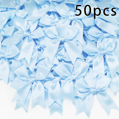 50pcs Pink Satin Ribbon Bows for Gifts & Crafts light-blue by HitMyNeed