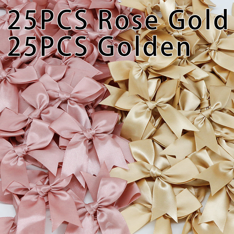 50pcs Pink Satin Ribbon Bows for Gifts & Crafts mix-d by HitMyNeed