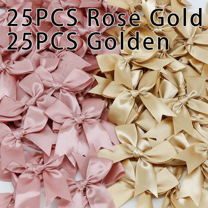 50pcs Pink Satin Ribbon Bows for Gifts & Crafts mix-d by HitMyNeed