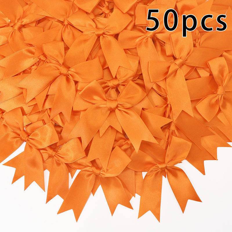 50pcs Pink Satin Ribbon Bows for Gifts & Crafts orange by HitMyNeed