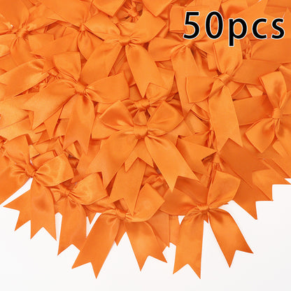 50pcs Pink Satin Ribbon Bows for Gifts & Crafts orange by HitMyNeed