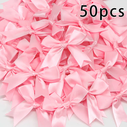 50pcs Pink Satin Ribbon Bows for Gifts & Crafts pink by HitMyNeed