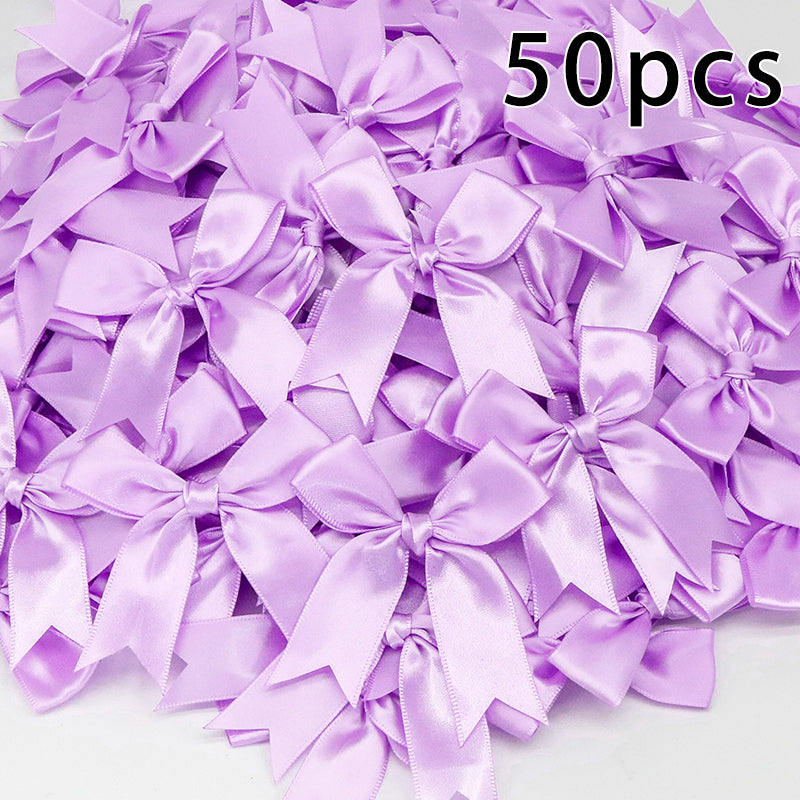 50pcs Pink Satin Ribbon Bows for Gifts & Crafts purple by HitMyNeed