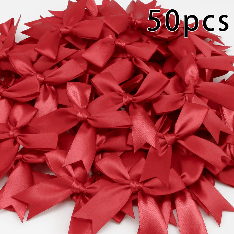 50pcs Pink Satin Ribbon Bows for Gifts & Crafts red by HitMyNeed