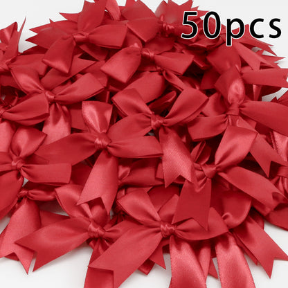 50pcs Pink Satin Ribbon Bows for Gifts & Crafts red by HitMyNeed