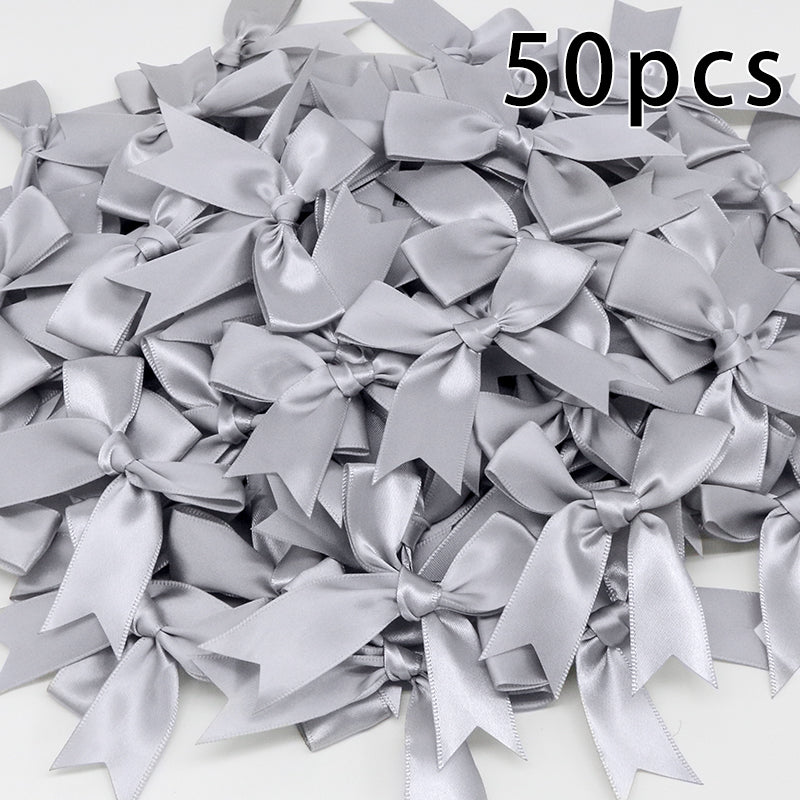 50pcs Pink Satin Ribbon Bows for Gifts & Crafts silver by HitMyNeed