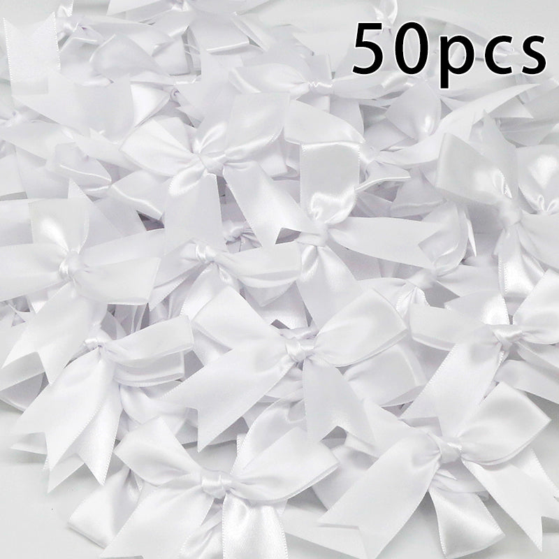 50pcs Pink Satin Ribbon Bows for Gifts & Crafts white by HitMyNeed