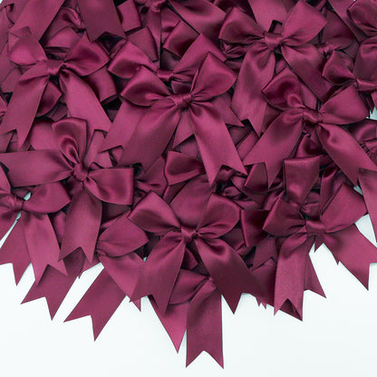 50pcs Pink Satin Ribbon Bows for Gifts & Crafts wine-red by HitMyNeed
