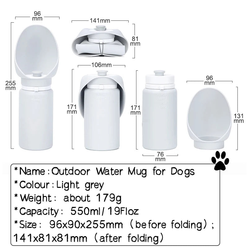 550ml Folding Pet Travel Water Bottle with Cup by HitMyNeed
