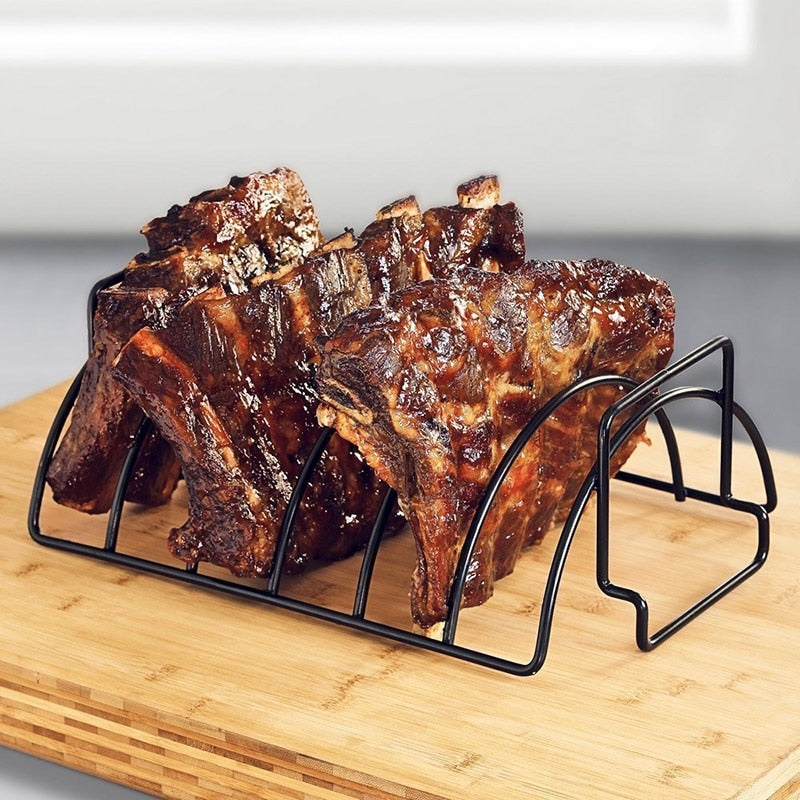 Stainless Steel BBQ Rib Rack Cooking Stand