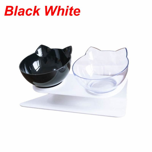 Raised Cat Bowls with Stand, 2pcs Tilted Food & Water Set
