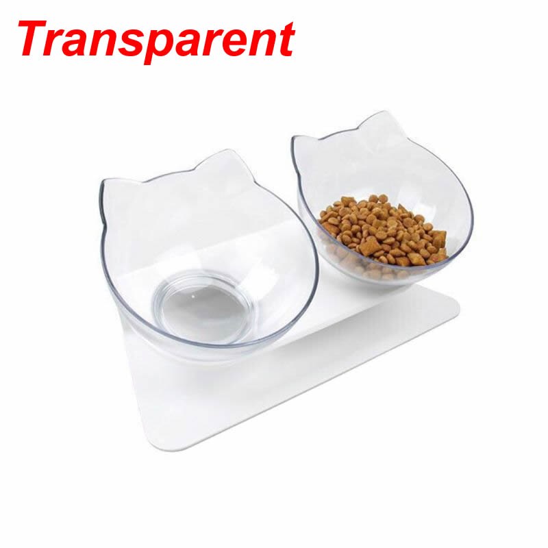 Raised Cat Bowls with Stand, 2pcs Tilted Food & Water Set