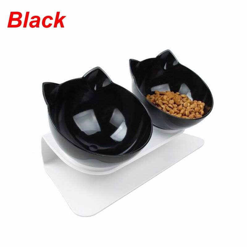 Raised Cat Bowls with Stand, 2pcs Tilted Food & Water Set