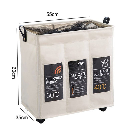 Rolling Laundry Basket with Sorting Grids & Labels
