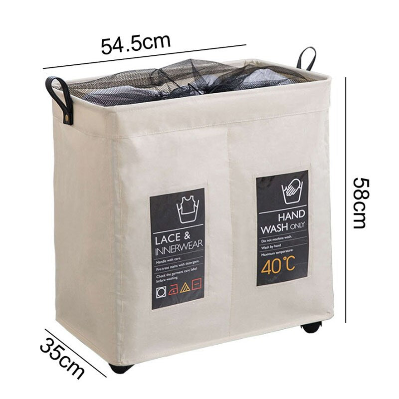 Rolling Laundry Basket with Sorting Grids & Labels