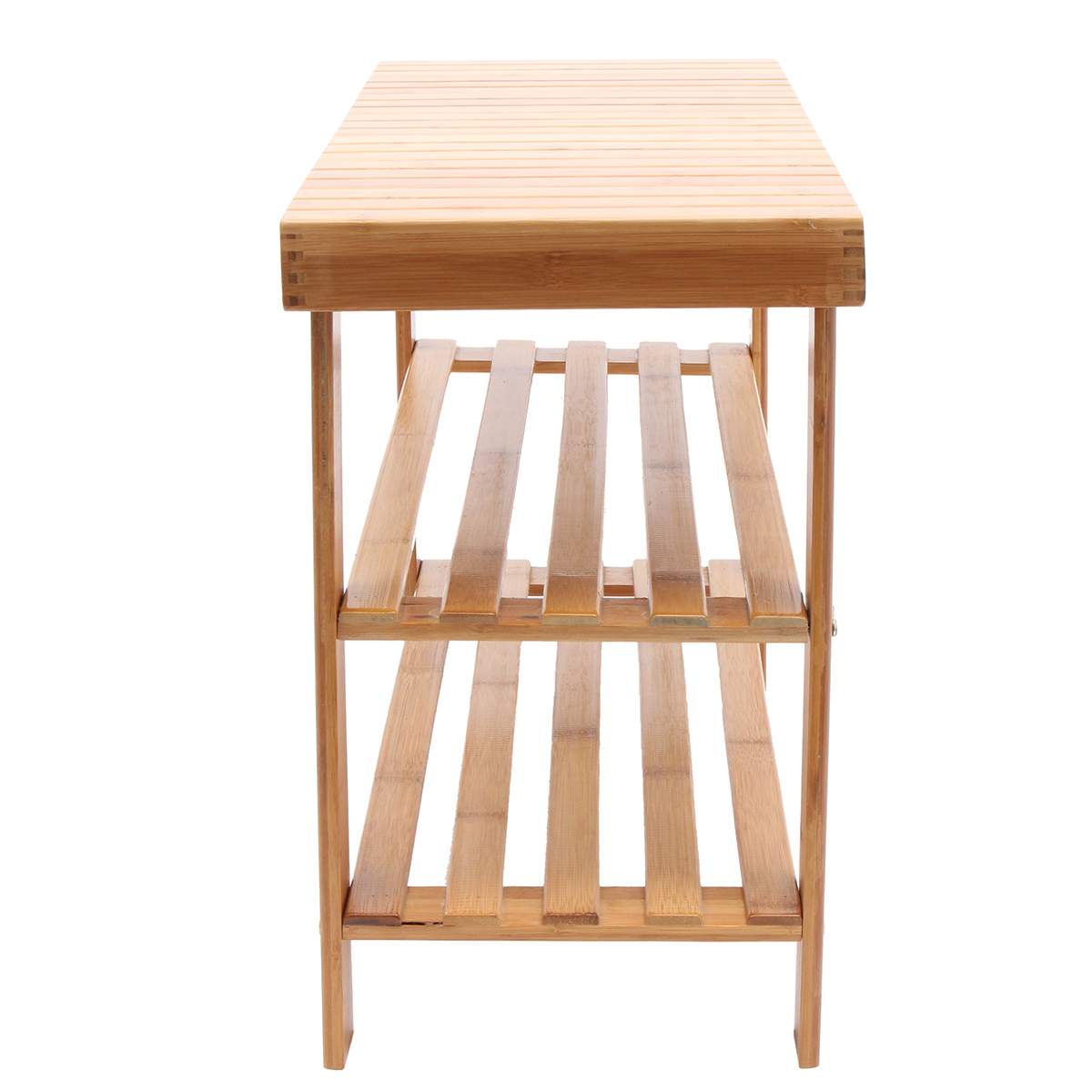 Bamboo Shoe Rack with Seat and 2 Shelves