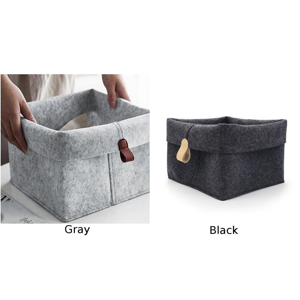 Felt Storage Box with Handles - Foldable Organizer