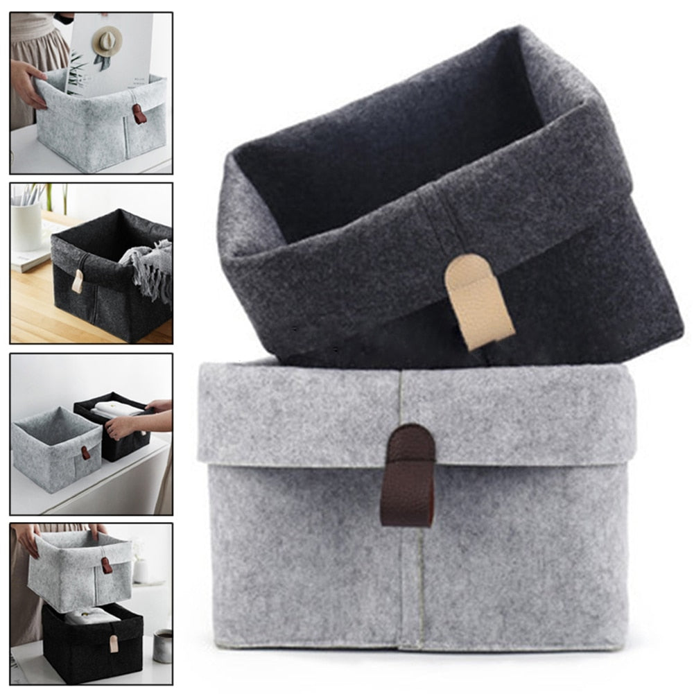 Felt Storage Box with Handles - Foldable Organizer