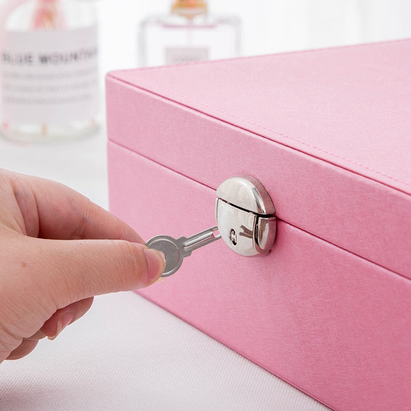 Leather Jewelry Storage Box with Lock
