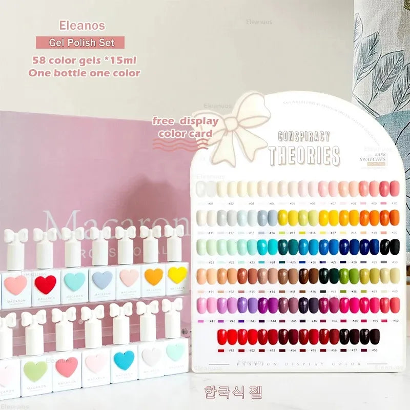58-Color Macaron Gel Polish Set 15ml UV/LED by HitMyNeed