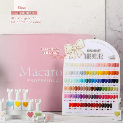58-Color Macaron Gel Polish Set 15ml UV/LED by HitMyNeed