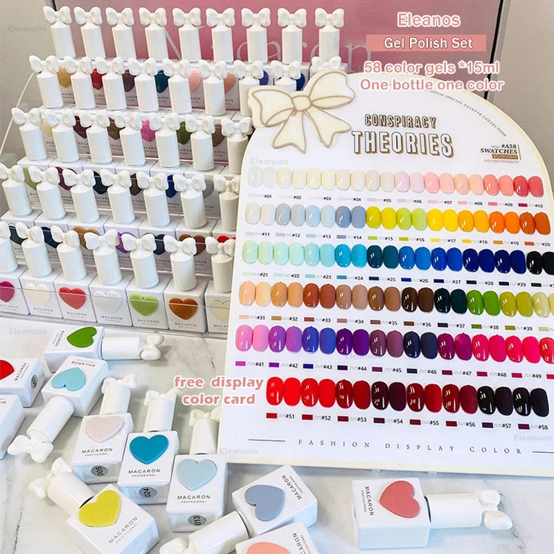 58-Color Macaron Gel Polish Set 15ml UV/LED by HitMyNeed
