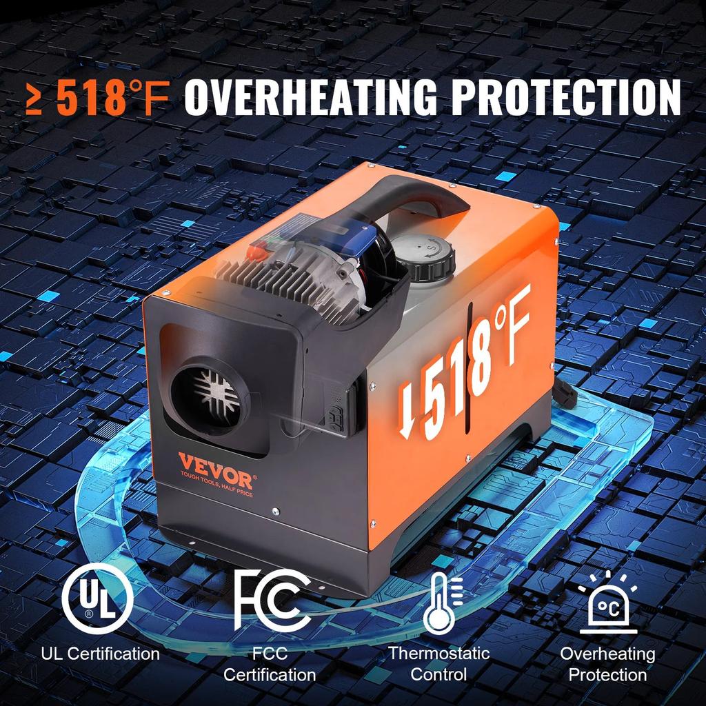 5/8KW 12V All-in-One Diesel Air Heater with Remote by HitMyNeed