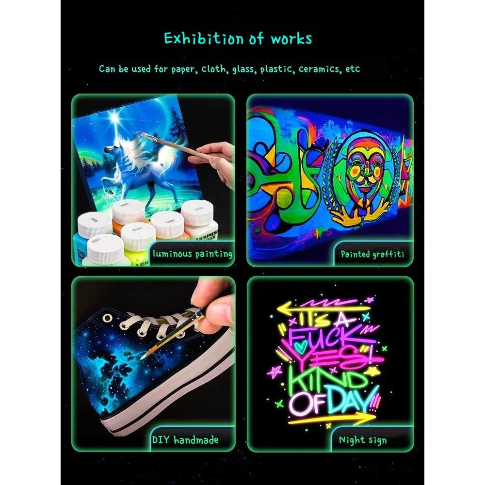 58ml Fluorescent Glow in the Dark Acrylic Pigment by HitMyNeed