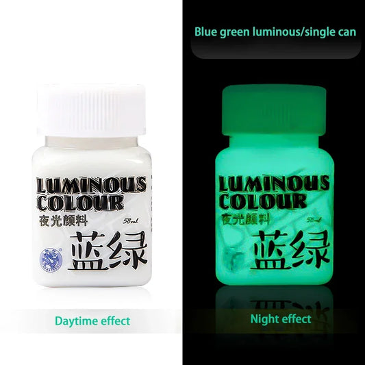 58ml Fluorescent Glow in the Dark Acrylic Pigment blue-green by HitMyNeed