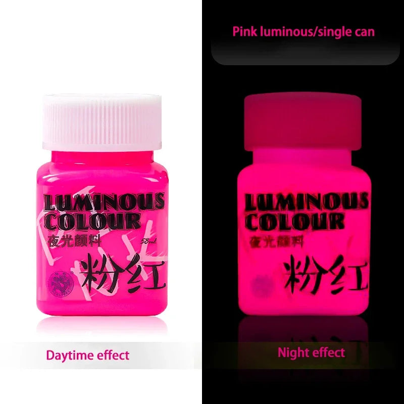 58ml Fluorescent Glow in the Dark Acrylic Pigment pink by HitMyNeed