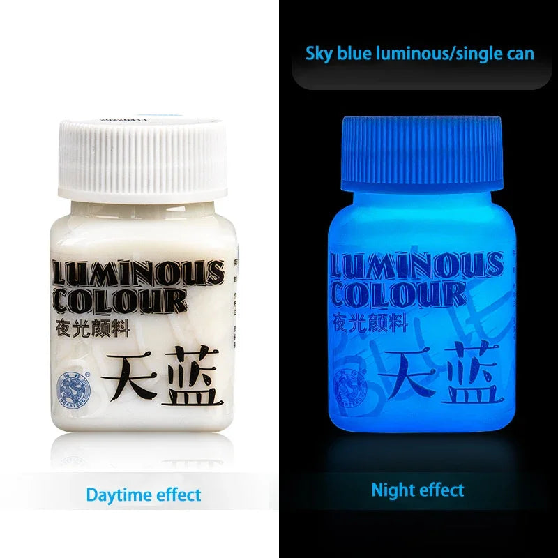58ml Fluorescent Glow in the Dark Acrylic Pigment sky-blue by HitMyNeed