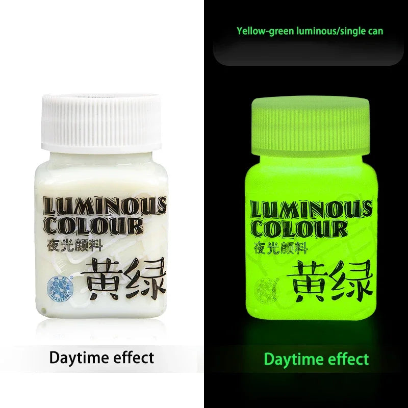 58ml Fluorescent Glow in the Dark Acrylic Pigment yellow-green by HitMyNeed
