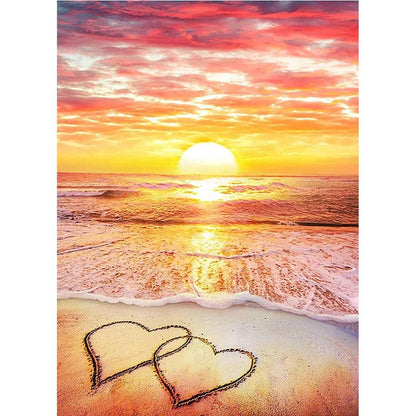 5D DIY Diamond Painting Double Heart Beach Kit 103.0 30x40cm-round-drill by HitMyNeed