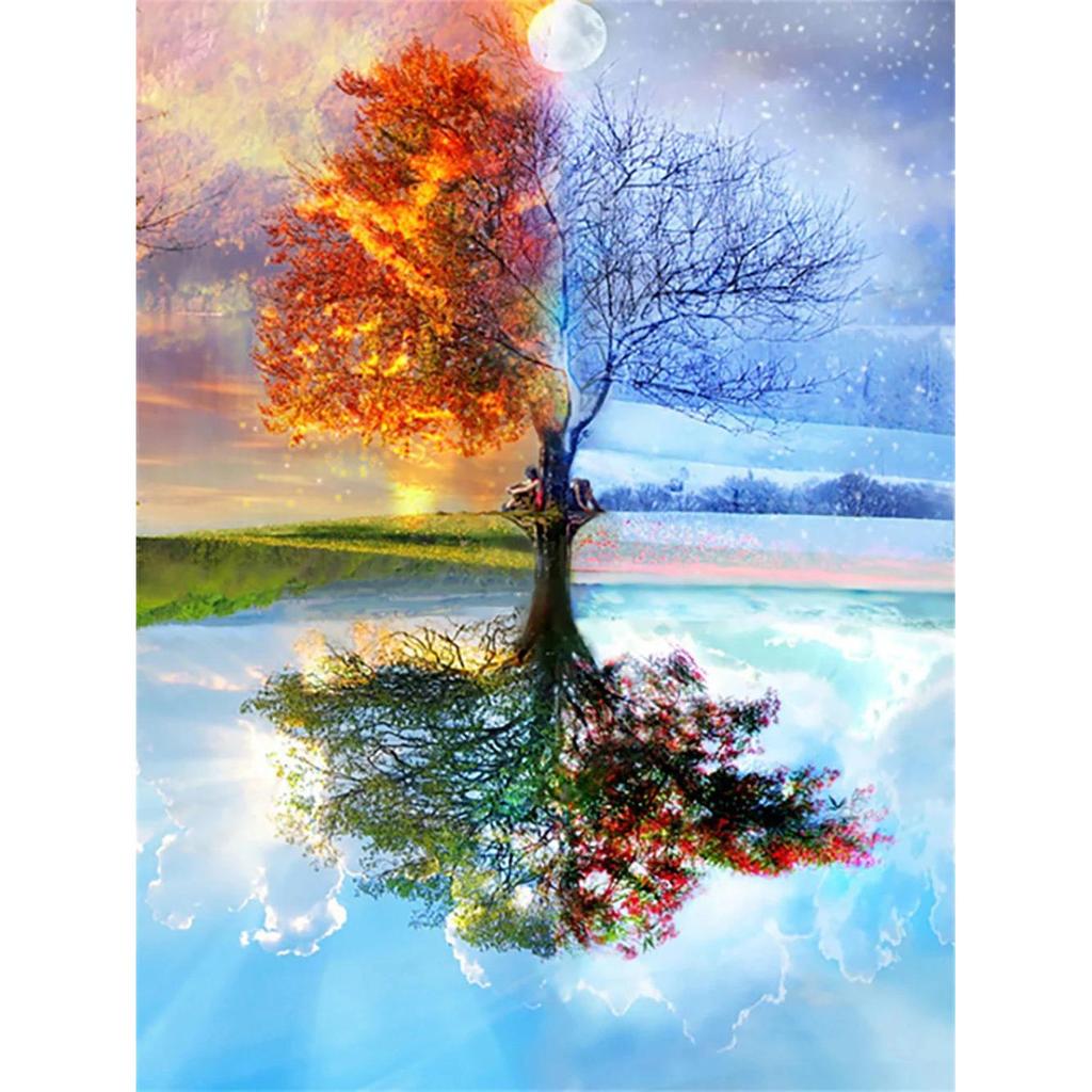 5D DIY Diamond Painting Double Heart Beach Kit 1509.0 30x40cm-round-drill by HitMyNeed