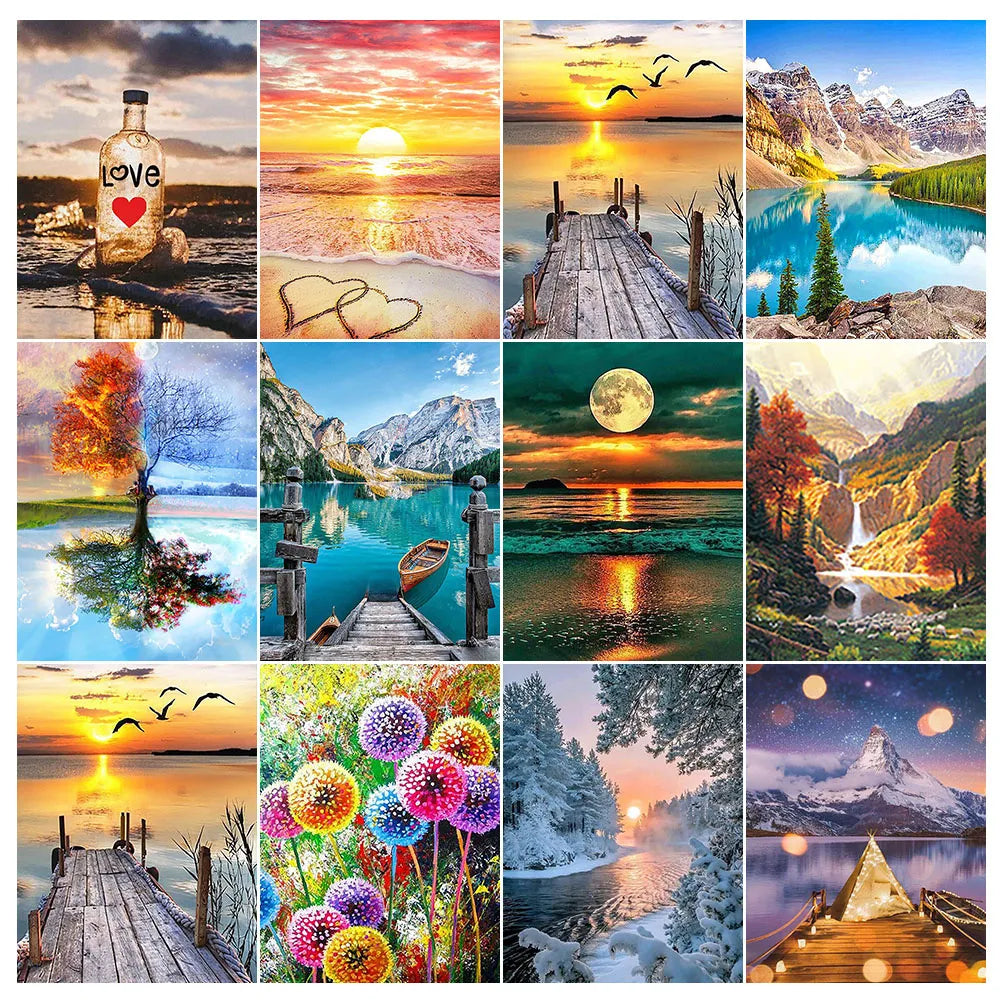 5D DIY Diamond Painting Double Heart Beach Kit by HitMyNeed