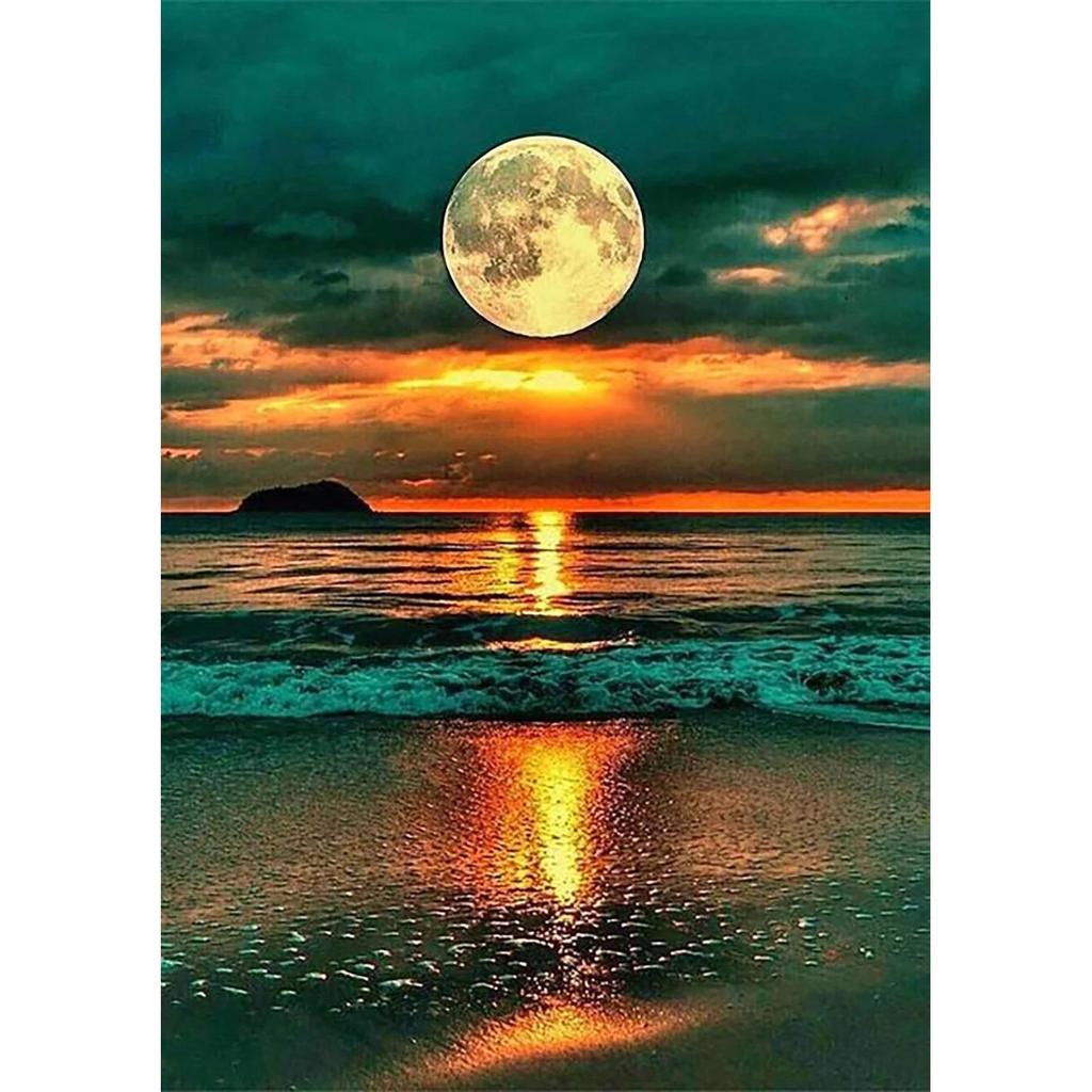 5D DIY Diamond Painting Double Heart Beach Kit 5702.0 30x40cm-round-drill by HitMyNeed