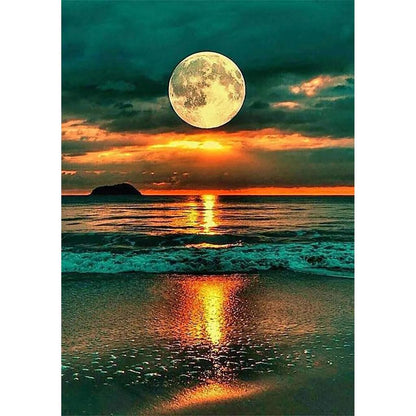5D DIY Diamond Painting Double Heart Beach Kit 5702.0 30x40cm-round-drill by HitMyNeed