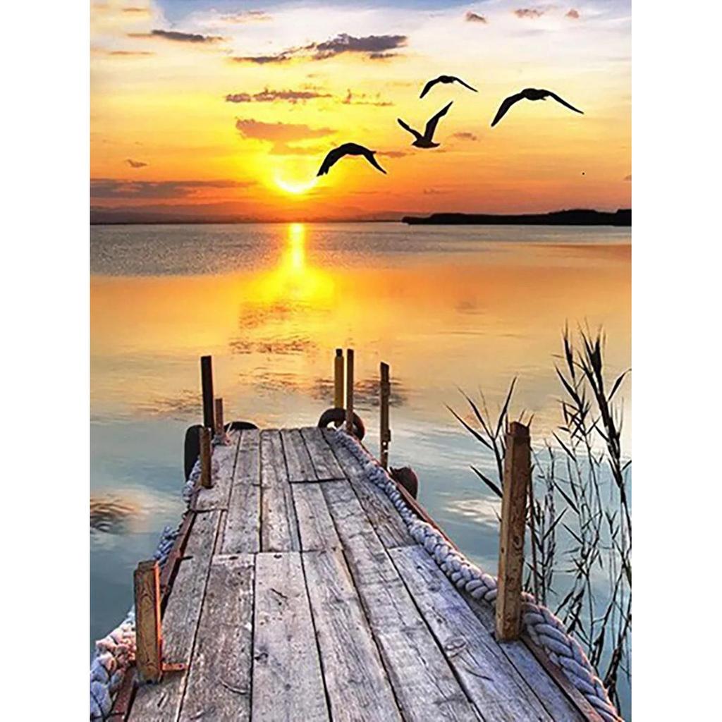 5D DIY Diamond Painting Double Heart Beach Kit 5877.0 30x40cm-round-drill by HitMyNeed