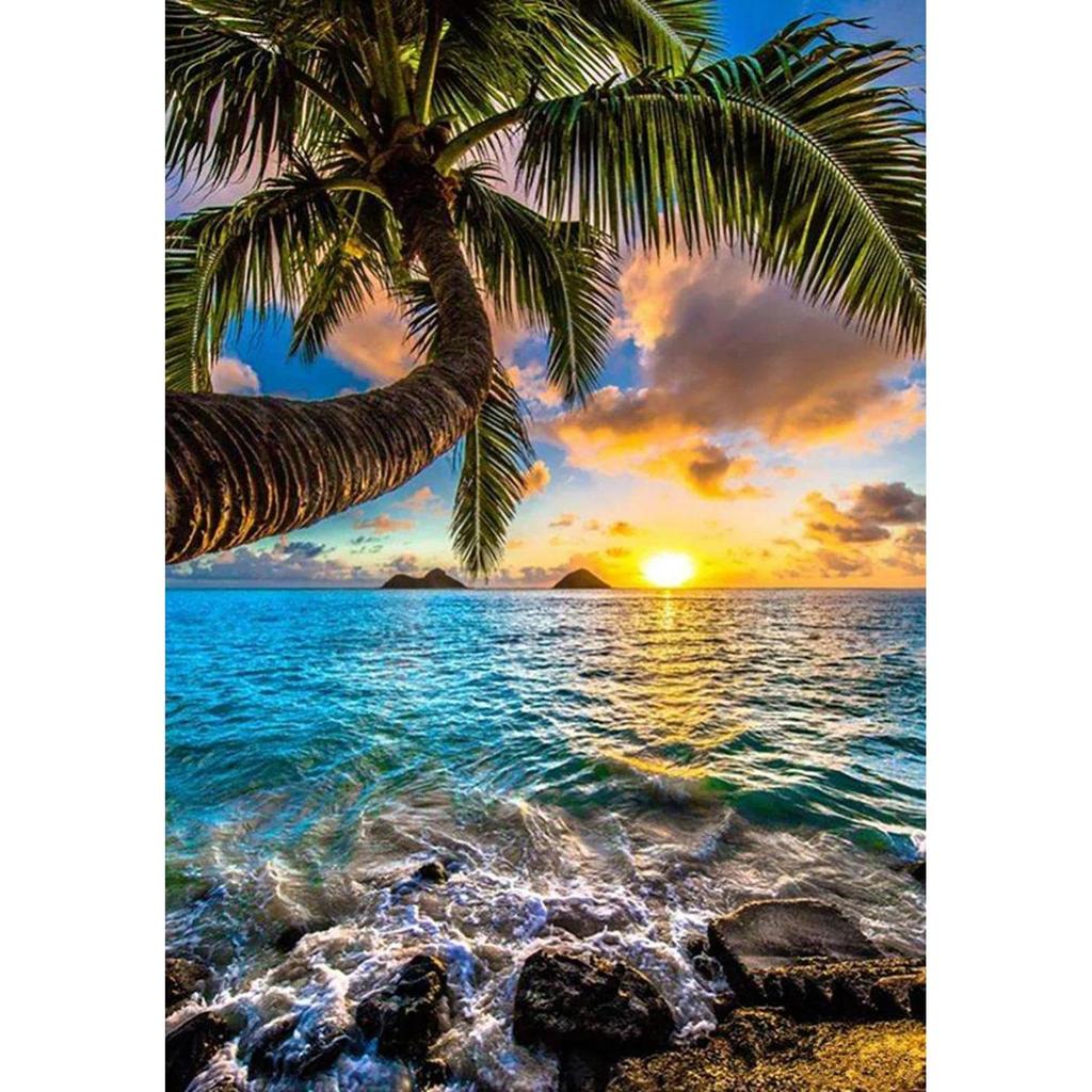 5D DIY Diamond Painting Double Heart Beach Kit 5880.0 30x40cm-round-drill by HitMyNeed