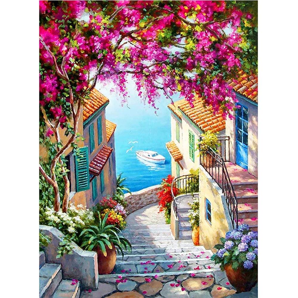 5D DIY Diamond Painting Double Heart Beach Kit 6417.0 30x40cm-round-drill by HitMyNeed