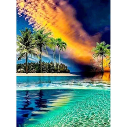 5D DIY Diamond Painting Double Heart Beach Kit 896.0 30x40cm-round-drill by HitMyNeed
