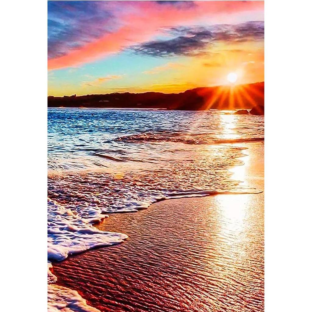 5D DIY Diamond Painting Double Heart Beach Kit yw3233 30x40cm-round-drill by HitMyNeed