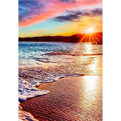 5D DIY Diamond Painting Double Heart Beach Kit yw3233 30x40cm-round-drill by HitMyNeed