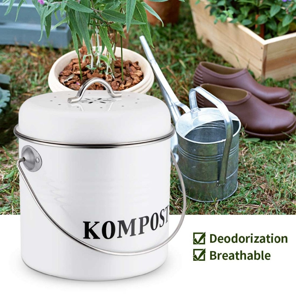 5L Kitchen Compost Bin with Charcoal Filter Lid by HitMyNeed