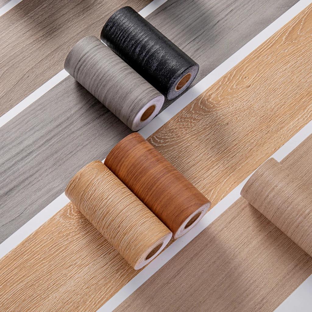 5m Waterproof Wood-Style Skirting Sticker Roll by HitMyNeed