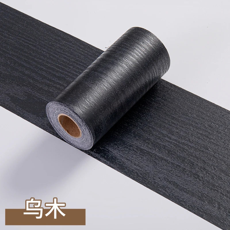 5m Waterproof Wood-Style Skirting Sticker Roll black by HitMyNeed