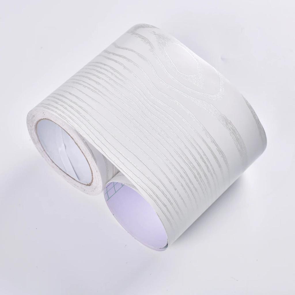 5m Waterproof Wood-Style Skirting Sticker Roll silver-oak by HitMyNeed