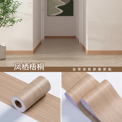 5m Waterproof Wood-Style Skirting Sticker Roll sycamore by HitMyNeed
