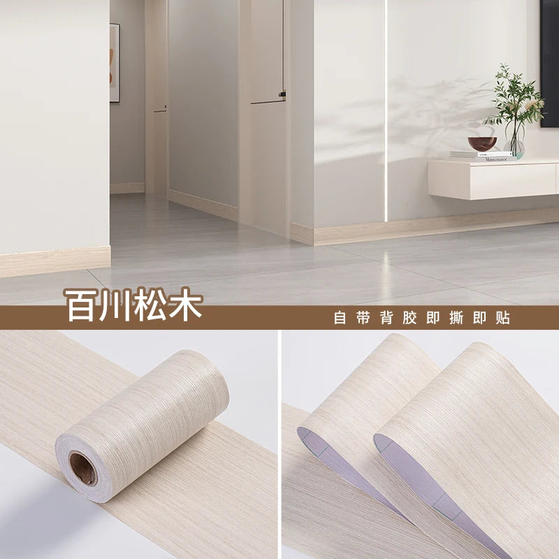 5m Waterproof Wood-Style Skirting Sticker Roll white-pine-wood by HitMyNeed