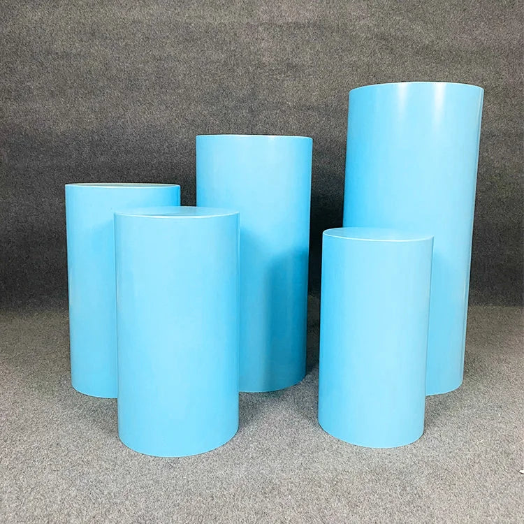 5pc White Cylinder Pedestal Cake Stand Set blue by HitMyNeed